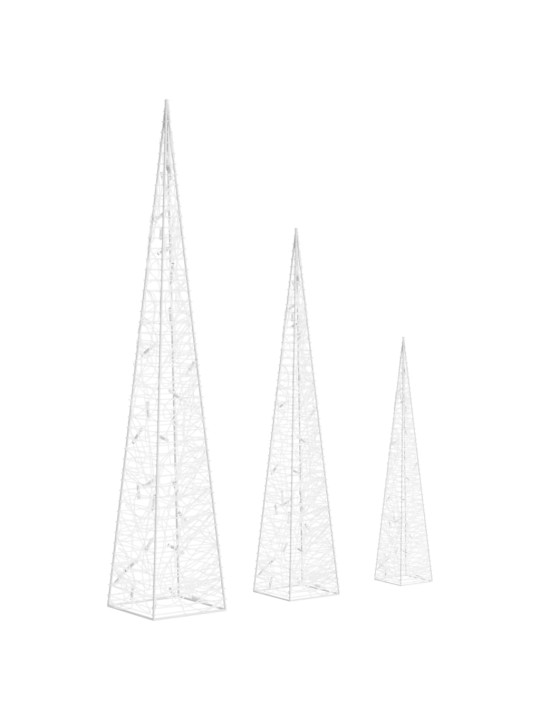 Sada akrylových světelných LED kuželů modrá 30/45/60 cm