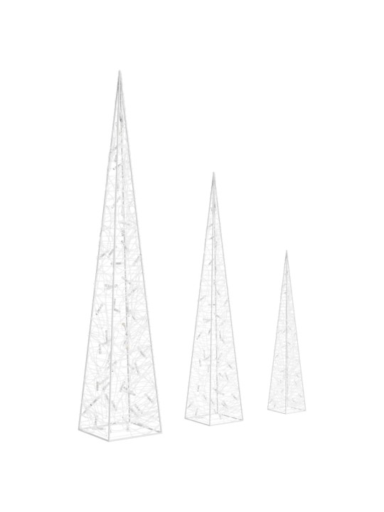 Sada akrylových světelných LED kuželů modrá 60/90/120 cm