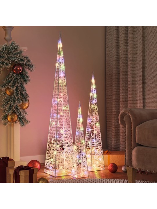 Sada akrylových světelných LED kuželů vícebarevná 60/90/120 cm