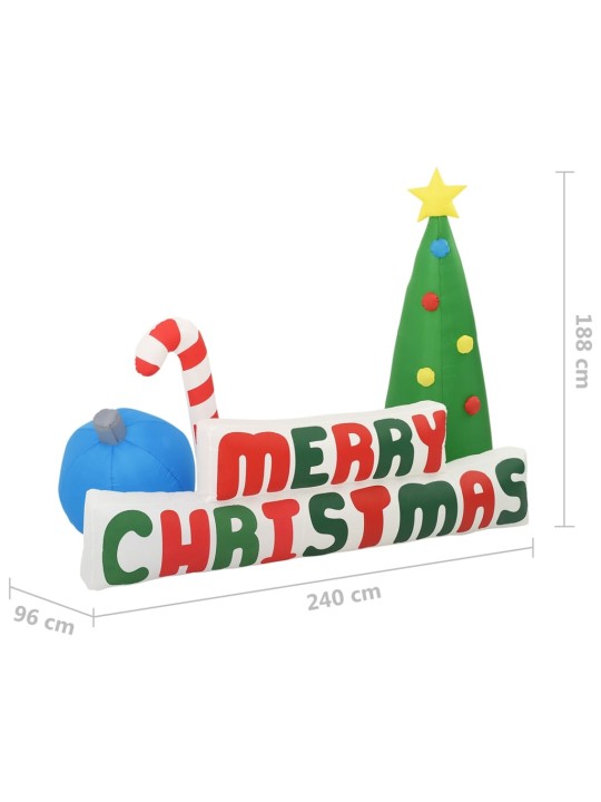 Merry Christmas nafukovací LED dekorace se stromkem 240x188 cm
