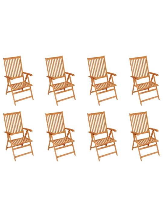 Polohovací zahradní židle s poduškami 8 ks masivní teak