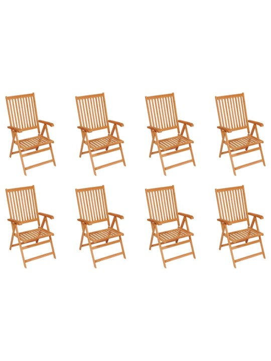 Polohovací zahradní židle s poduškami 8 ks masivní teak