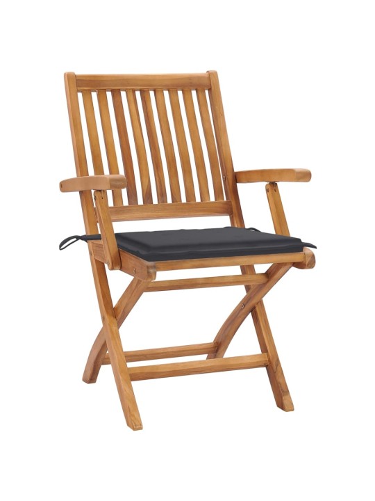 Skládací zahradní židle s poduškami 4 ks masivní teak