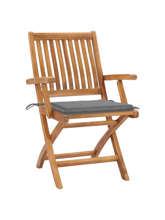 Skládací zahradní židle s poduškami 4 ks masivní teak