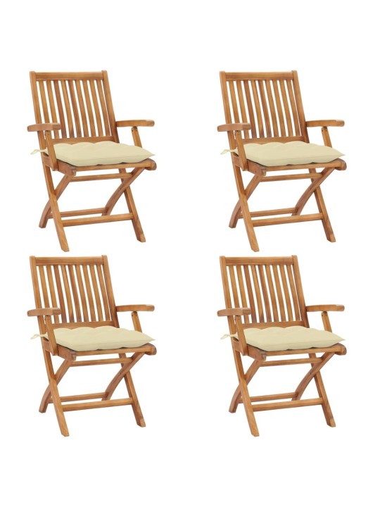 Skládací zahradní židle s poduškami 4 ks masivní teak