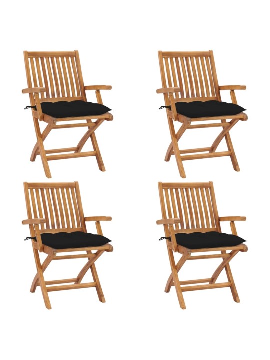 Skládací zahradní židle s poduškami 4 ks masivní teak