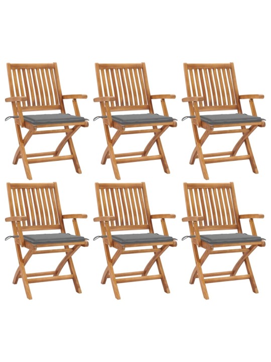 Skládací zahradní židle s poduškami 6 ks masivní teak