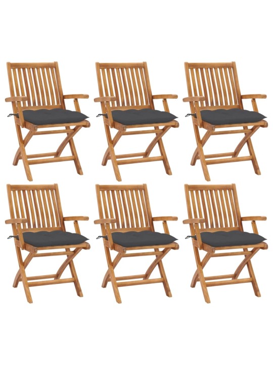 Skládací zahradní židle s poduškami 6 ks masivní teak
