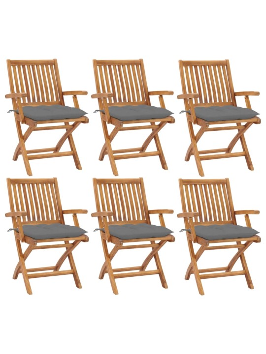 Skládací zahradní židle s poduškami 6 ks masivní teak