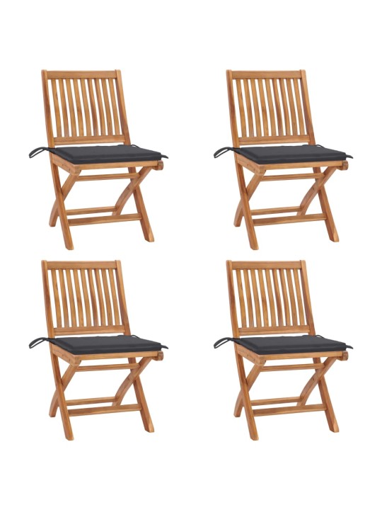 Skládací zahradní židle s poduškami 4 ks masivní teak