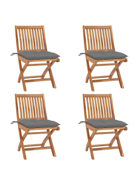 Skládací zahradní židle s poduškami 4 ks masivní teak