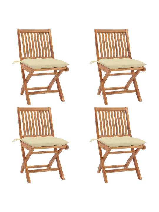 Skládací zahradní židle s poduškami 4 ks masivní teak