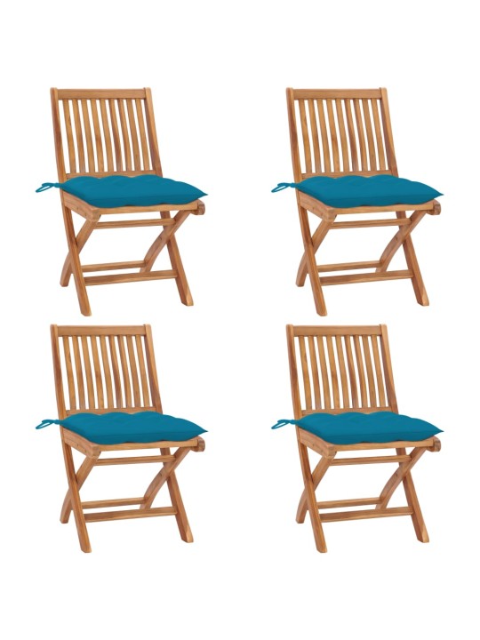 Skládací zahradní židle s poduškami 4 ks masivní teak