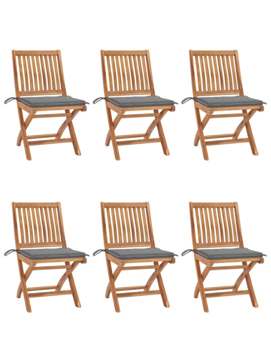 Skládací zahradní židle s poduškami 6 ks masivní teak