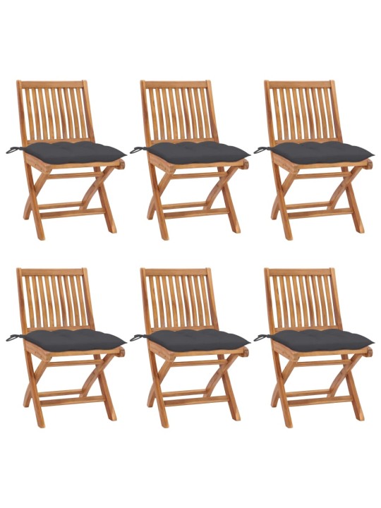 Skládací zahradní židle s poduškami 6 ks masivní teak