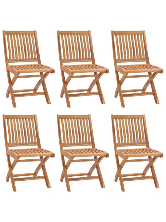 Skládací zahradní židle s poduškami 6 ks masivní teak