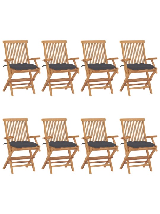 Zahradní židle s antracitovými poduškami 8 ks masivní teak