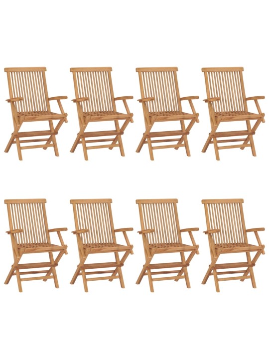 Zahradní židle s šedými poduškami 8 ks masivní teak