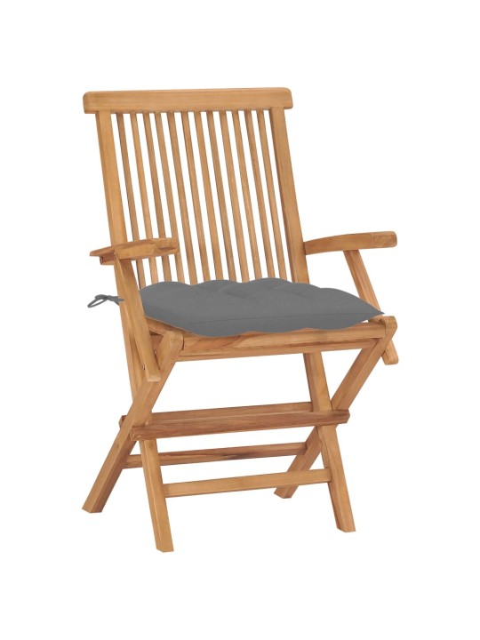 Zahradní židle s šedými poduškami 8 ks masivní teak