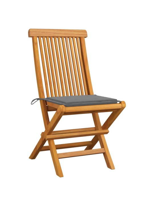 Zahradní židle s šedými poduškami 8 ks masivní teak