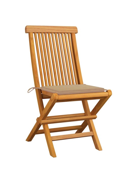 Zahradní židle s béžovými poduškami 8 ks masivní teak