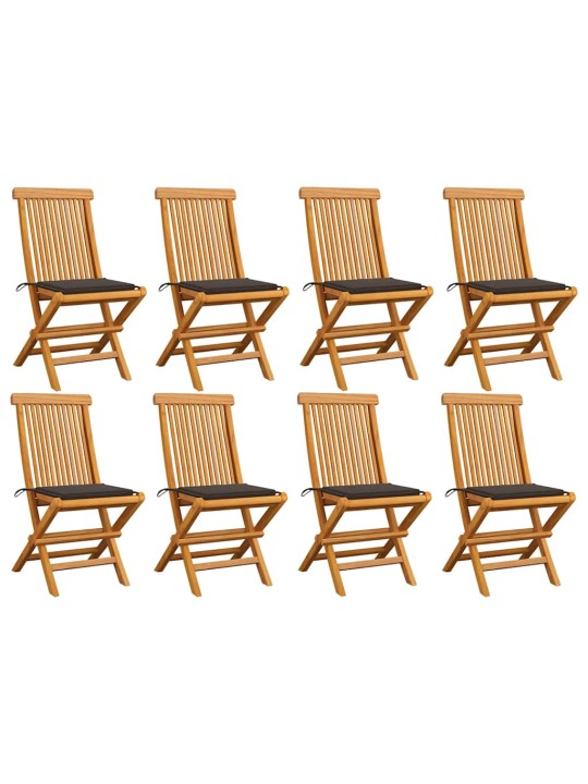Zahradní židle s taupe poduškami 8 ks masivní teak