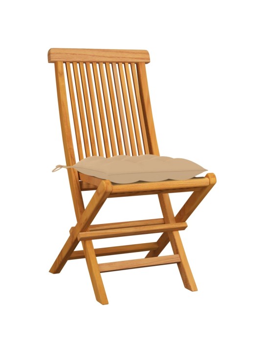 Zahradní židle s béžovými poduškami 8 ks masivní teak