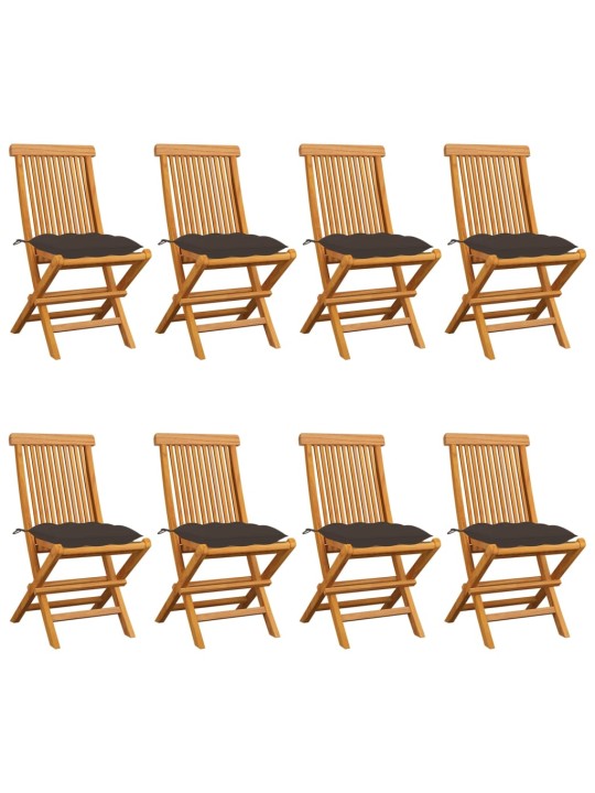 Zahradní židle s taupe poduškami 8 ks masivní teak