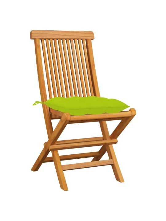 Zahradní židle s jasně zelenými poduškami 8 ks masivní teak