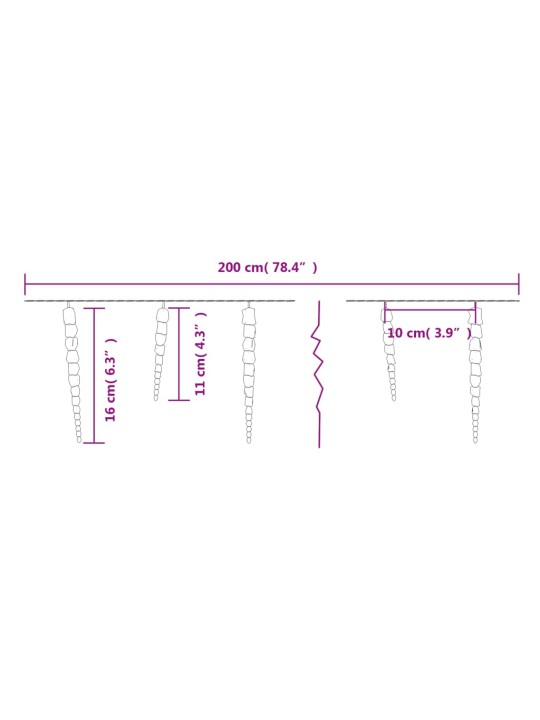 Vánoční světelné rampouchy 40 cm modré akryl ovladač