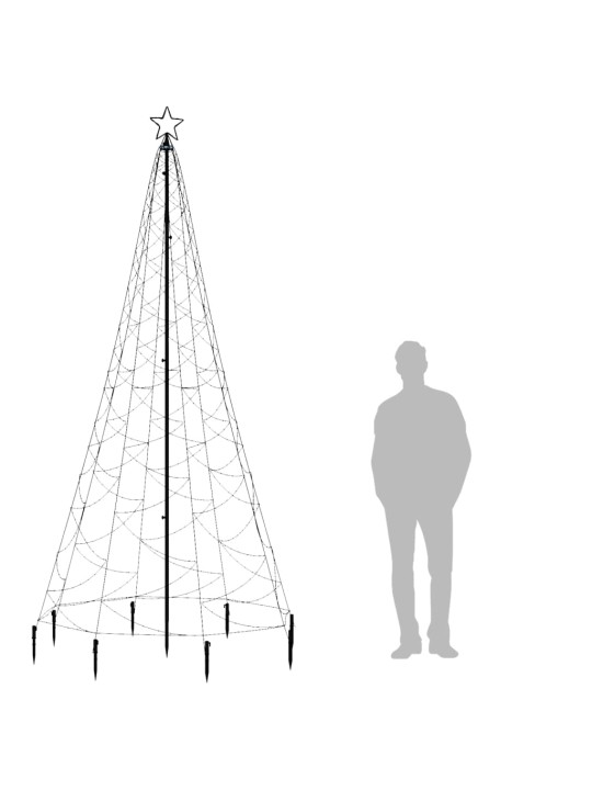 Vánoční stromek s kovovým sloupkem 500 LED teplý bílý 3 m