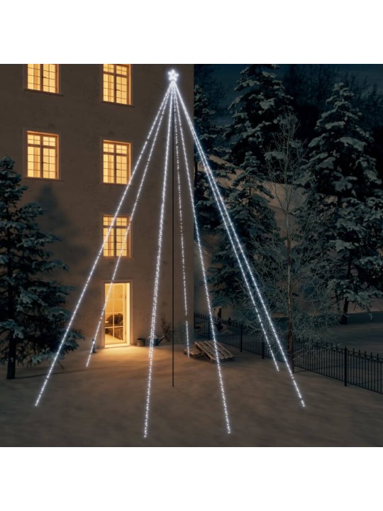 Vánoční světelný strom dovnitř i ven 1300 LED studený bílý 8 m