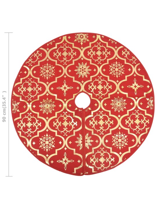 Luxusní podložka pod vánoční stromek s punčochou červená 90 cm