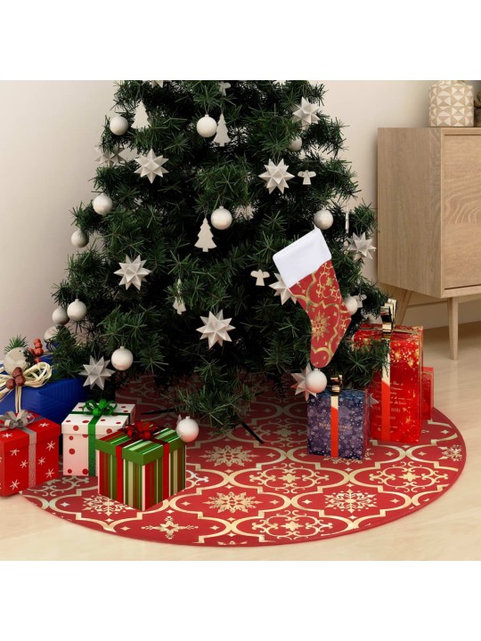 Luxusní podložka pod vánoční stromek s punčochou červená 122 cm