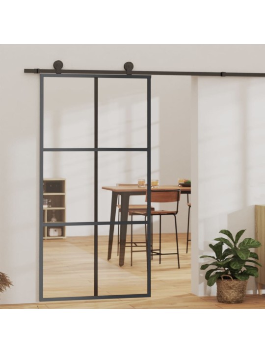 Posuvné dveře ESG sklo a hliník 102 x 205 cm černé