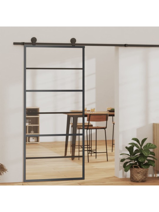 Posuvné dveře ESG sklo a hliník 90 x 205 cm černé