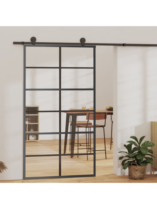 Posuvné dveře ESG sklo a hliník 102 x 205 cm černé
