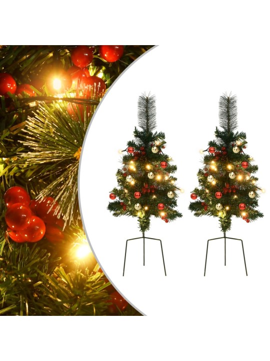 Umělé vánoční stromky s LED osvětlením k cestě 2 ks 76 cm PVC