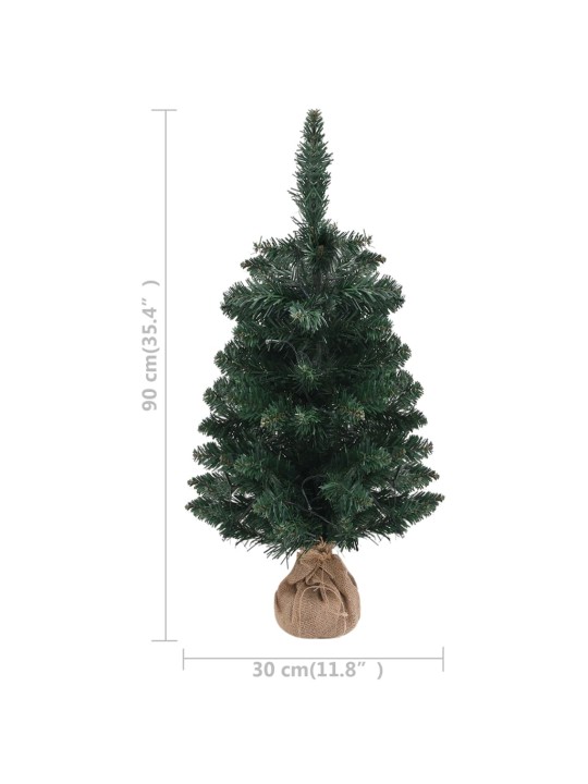 Vánoční stromek s LED osvětlením a stojanem zelený 90 cm PVC