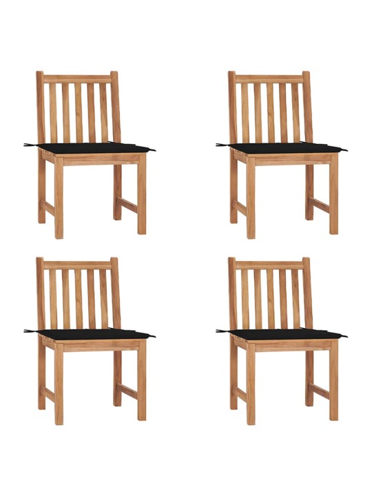 Zahradní židle 4 ks s poduškami masivní teak