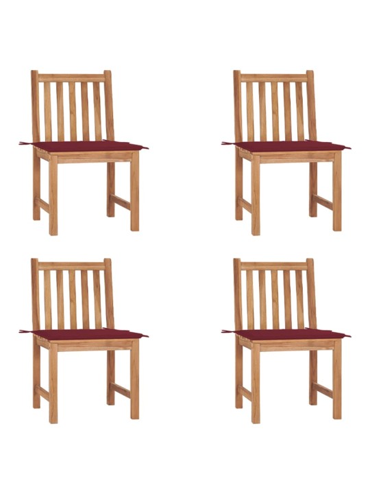 Zahradní židle s poduškami 4 ks masivní teak