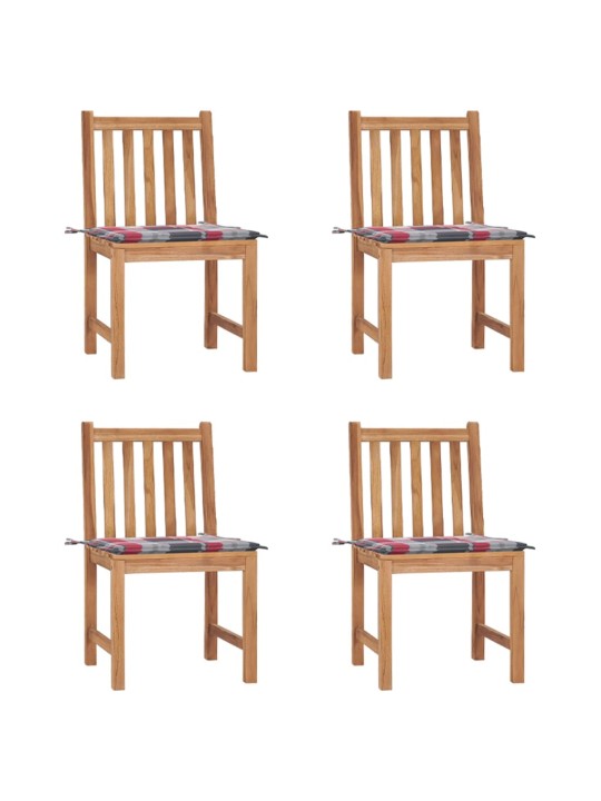 Zahradní židle 4 ks s poduškami masivní teak