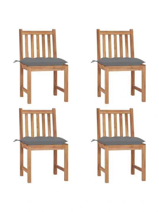 Zahradní židle 4 ks s poduškami masivní teak