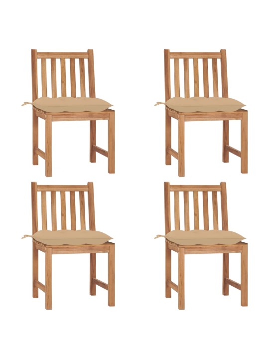 Zahradní židle 4 ks s poduškami masivní teak