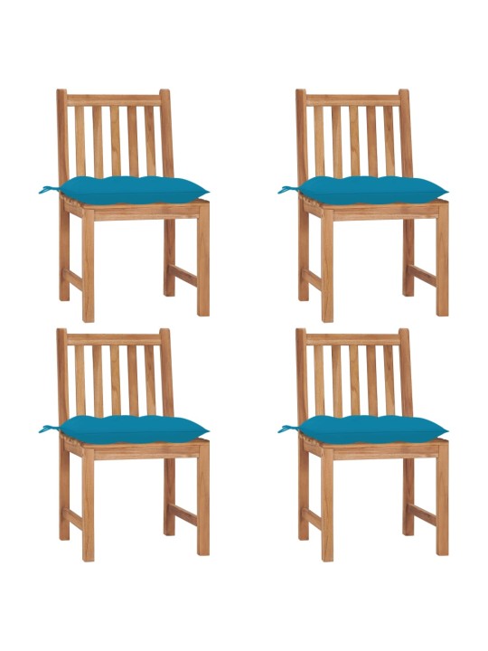 Zahradní židle 4 ks s poduškami masivní teak