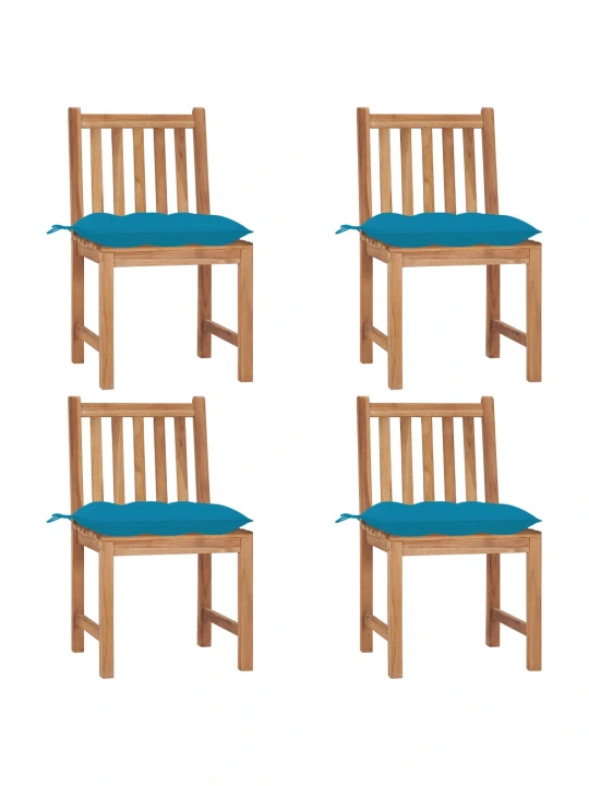 Zahradní židle 4 ks s poduškami masivní teak