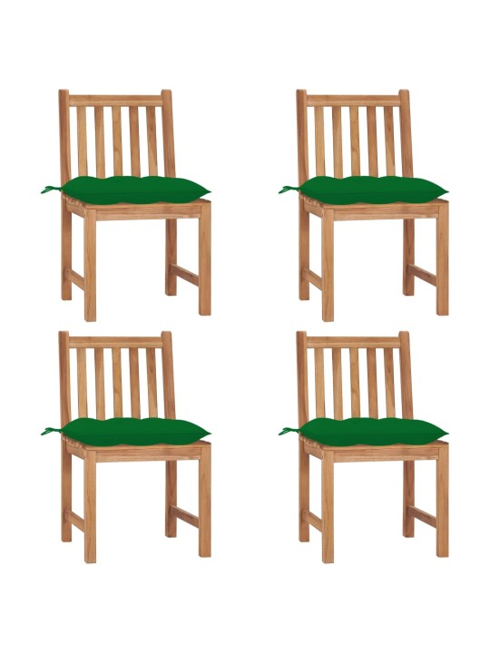 Zahradní židle 4 ks s poduškami masivní teak