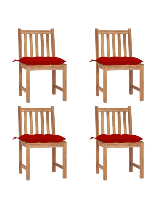 Zahradní židle 4 ks s poduškami masivní teak