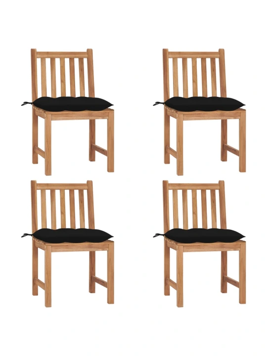 Zahradní židle s poduškami 4 ks masivní teak