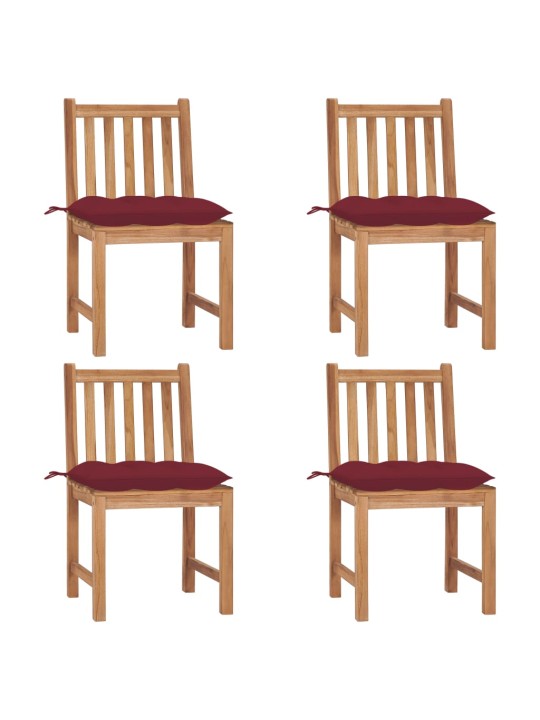 Zahradní židle s poduškami 4 ks masivní teak